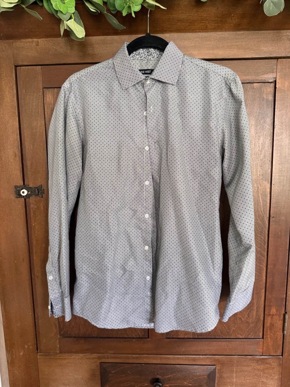 Nine West Men's Light Gray Microdot Dress Shirt